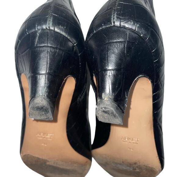 ARKET Black Embossed Croco Pattern Square Toe Ankle Boots Size: EU 40 /US 8.5 - Picture 7 of 10